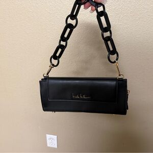 Nicole Miller Black Clutch with Chain Strap